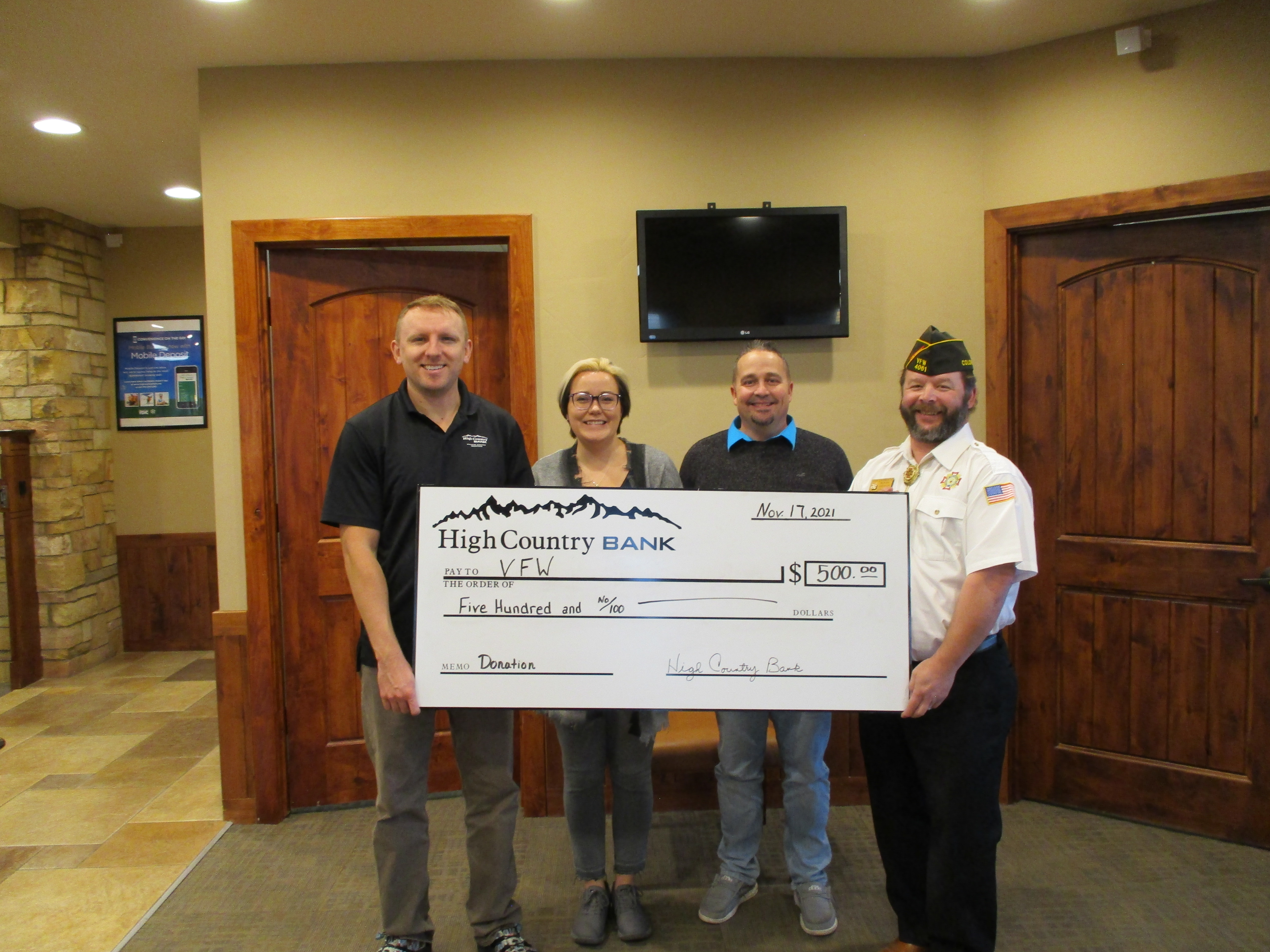 Canon City Branch gives check donation to VFW 